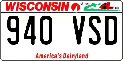 WI license plate 940VSD