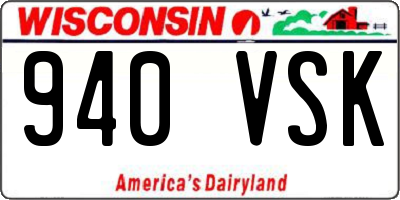 WI license plate 940VSK