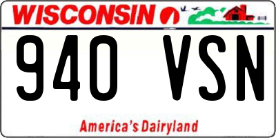 WI license plate 940VSN