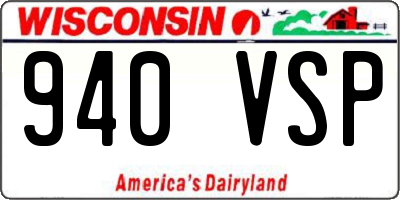 WI license plate 940VSP