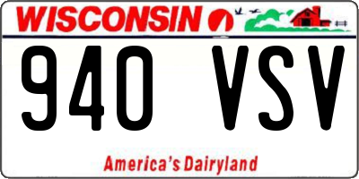 WI license plate 940VSV