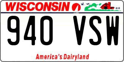 WI license plate 940VSW
