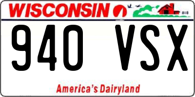 WI license plate 940VSX