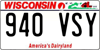WI license plate 940VSY