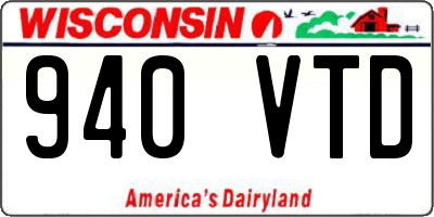 WI license plate 940VTD