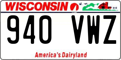 WI license plate 940VWZ
