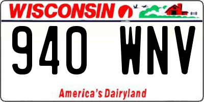 WI license plate 940WNV