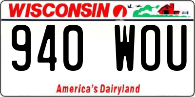 WI license plate 940WOU