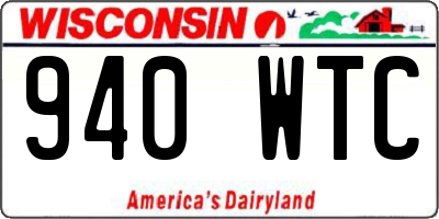 WI license plate 940WTC