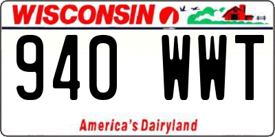 WI license plate 940WWT