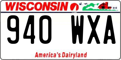 WI license plate 940WXA
