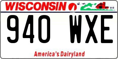 WI license plate 940WXE