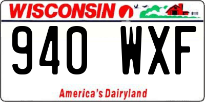 WI license plate 940WXF
