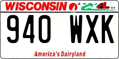 WI license plate 940WXK
