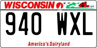 WI license plate 940WXL
