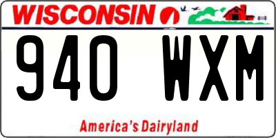 WI license plate 940WXM