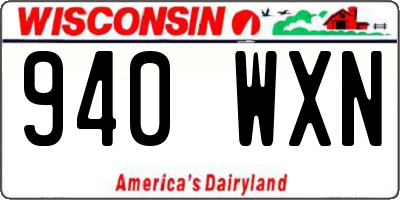 WI license plate 940WXN