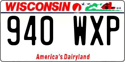 WI license plate 940WXP