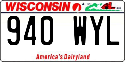 WI license plate 940WYL