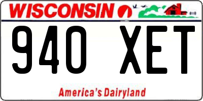 WI license plate 940XET