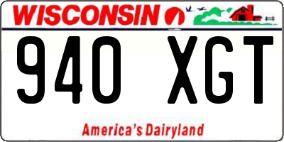 WI license plate 940XGT