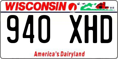 WI license plate 940XHD