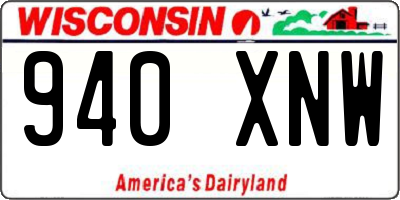 WI license plate 940XNW