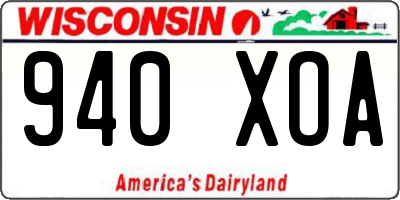 WI license plate 940XOA