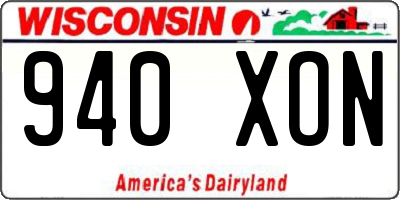 WI license plate 940XON