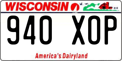 WI license plate 940XOP