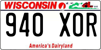 WI license plate 940XOR