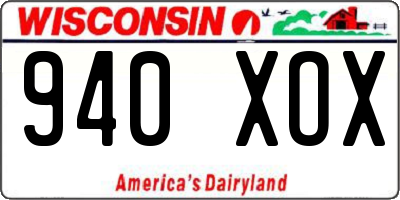 WI license plate 940XOX