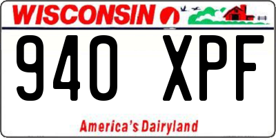 WI license plate 940XPF