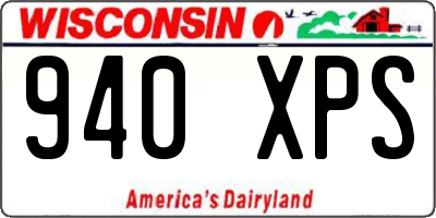 WI license plate 940XPS