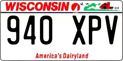 WI license plate 940XPV