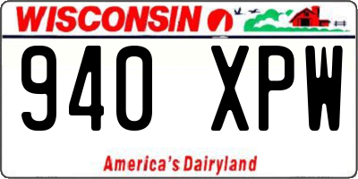 WI license plate 940XPW