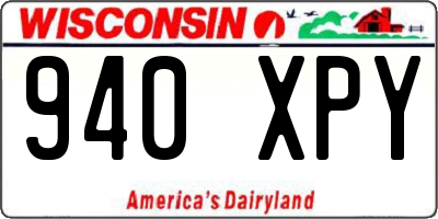 WI license plate 940XPY