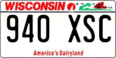 WI license plate 940XSC