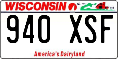 WI license plate 940XSF
