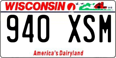 WI license plate 940XSM