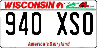 WI license plate 940XSO