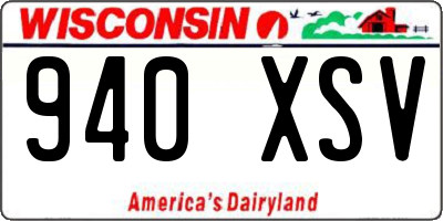 WI license plate 940XSV