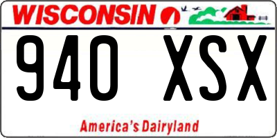 WI license plate 940XSX