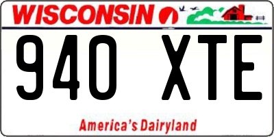 WI license plate 940XTE