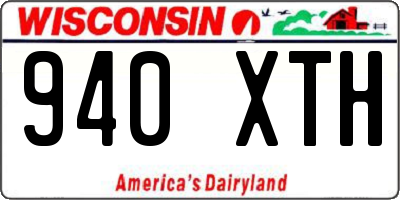 WI license plate 940XTH