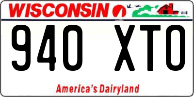 WI license plate 940XTO
