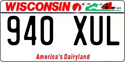WI license plate 940XUL