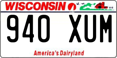 WI license plate 940XUM