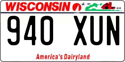 WI license plate 940XUN