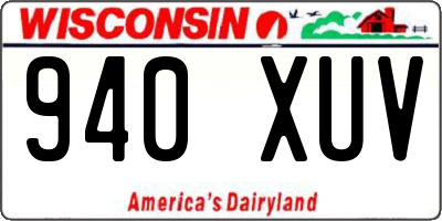 WI license plate 940XUV